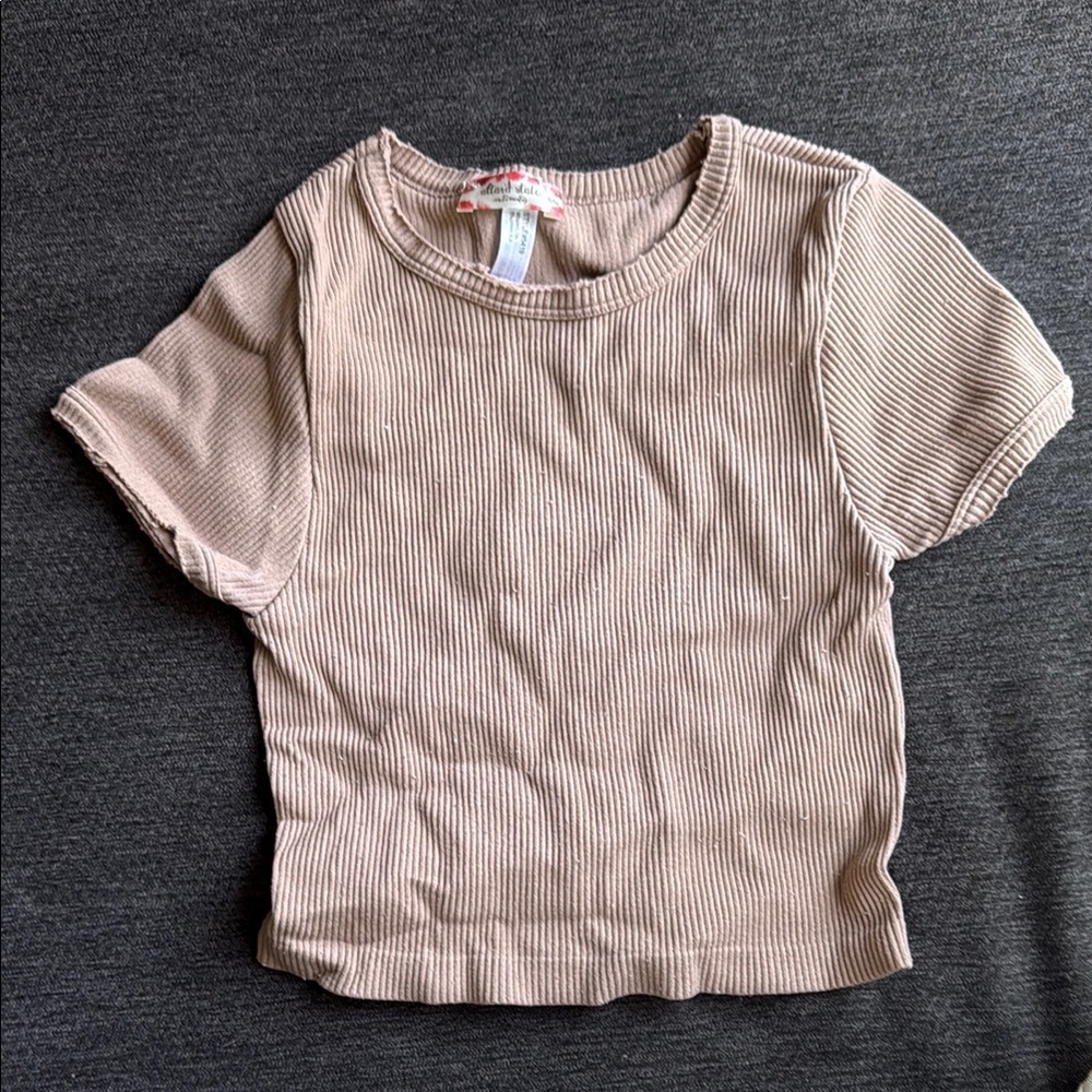 Ribbed Tan T-Shirt